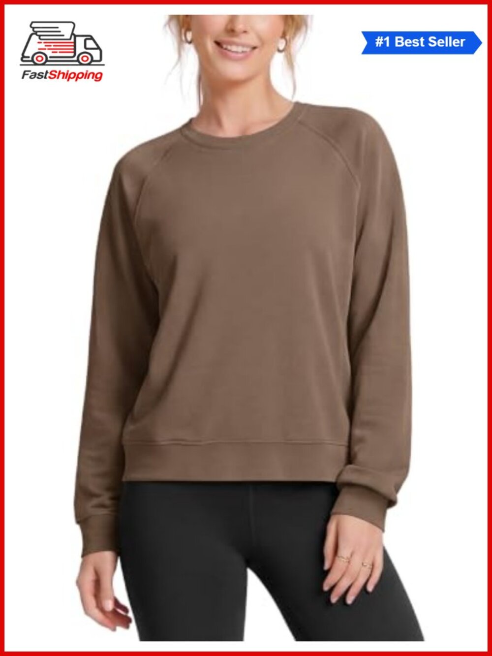 ✨ODODOS Modal Soft Raglan Long Sleeve Crewneck Oversized Sweatshirt